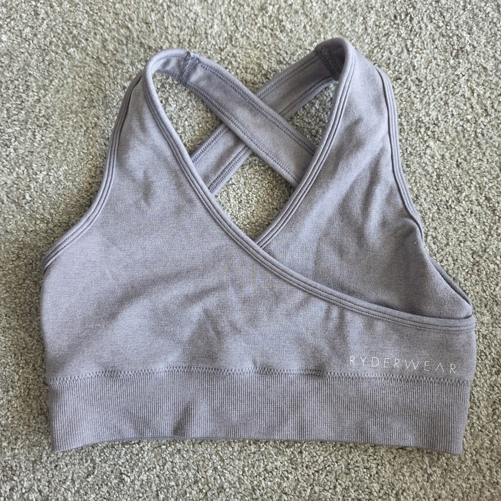 Ryderwear Women's Cross-Back Gray Sports Bra